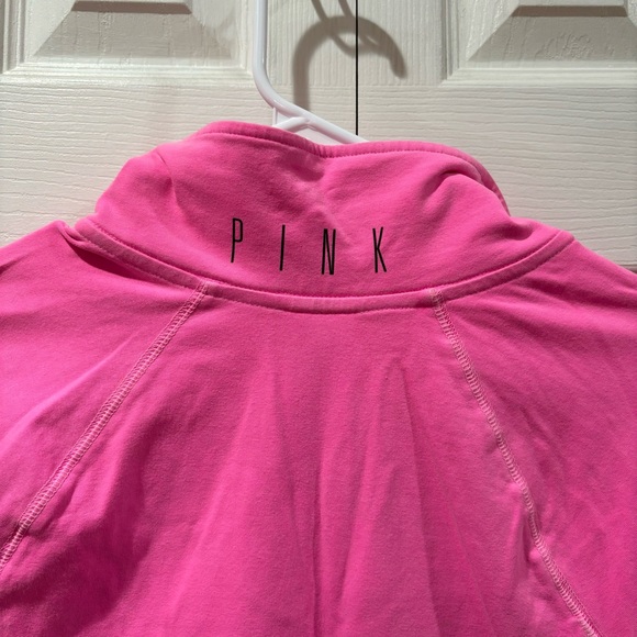 VS PINK Women’s Neon Pink V-Neck Quarter Zip Long Sleeve Sweater Top - size S - Picture 6 of 7